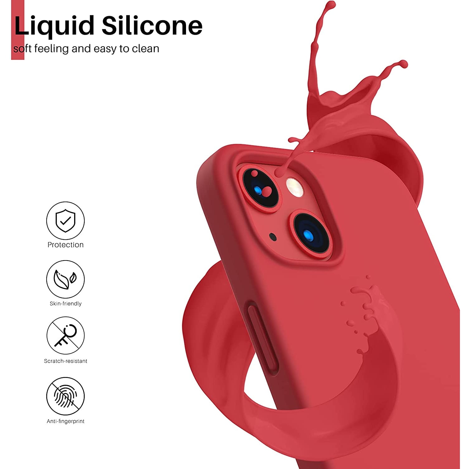 Husa protectie compatibila cu iPhone 13 Pro, slim din silicon, cu interior de catifea, Rosu, Joyshell