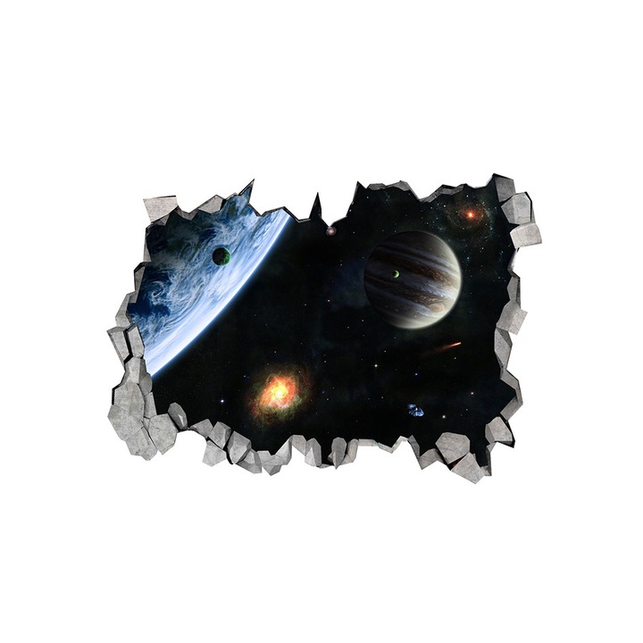 Autocolant decorativ, Gaura in perete, Planete, Multicolor, 83 cm, 91ST-3