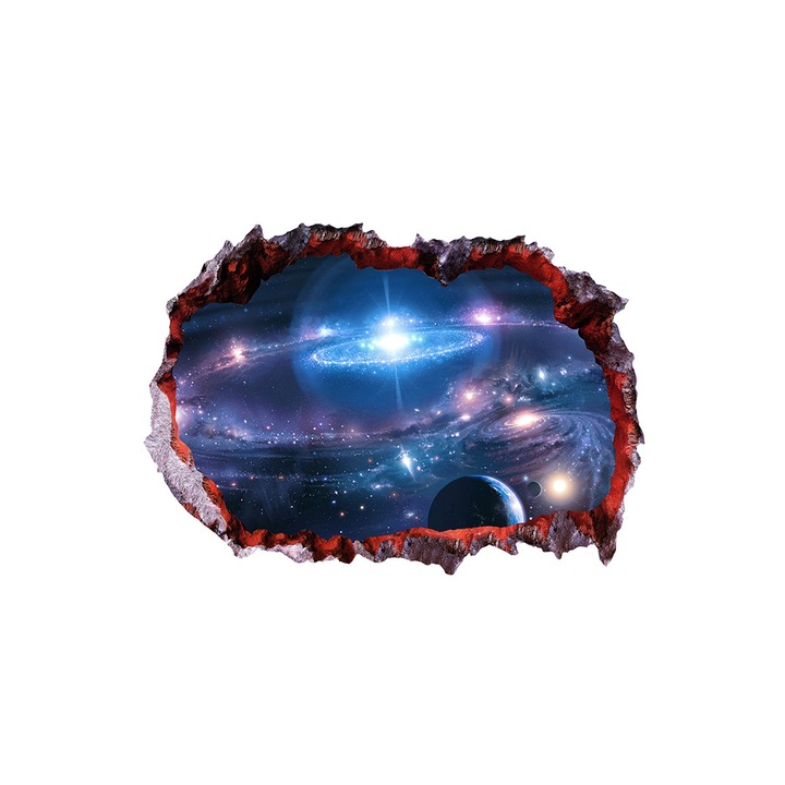 Autocolant decorativ, Gaura in perete, Planete, Multicolor, 83 cm, 197ST-1