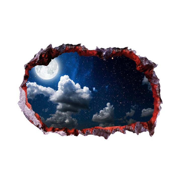 Autocolant decorativ, Gaura in perete, Planete, Multicolor, 83 cm, 136ST-1