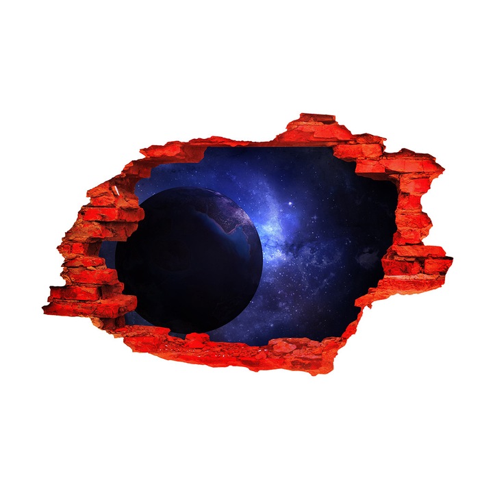 Autocolant decorativ, Gaura in perete, Planete, Multicolor, 83 cm, 59ST-2