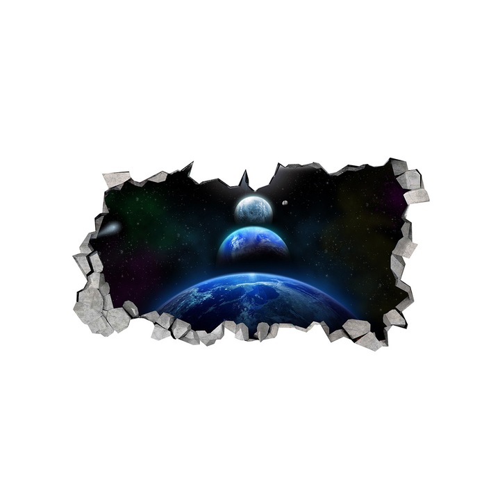 Autocolant decorativ, Gaura in perete, Planete, Multicolor, 83 cm, 227ST-3