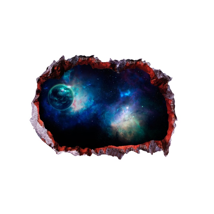 Autocolant decorativ, Gaura in perete, Planete, Multicolor, 83 cm, 8ST-1