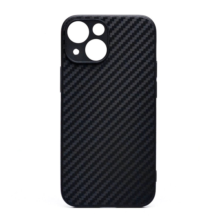 Carbon tok Apple iPhone 13 telefonhoz, TPU Ultra Protect Slim Anti-Shock,szénszálas anyag, Kameravédelem, Fekete