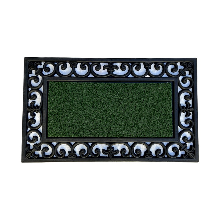 Bejárati ajtószőnyeg, gumi és spagetti zöld, DAKOTA- 75 x 45 cm