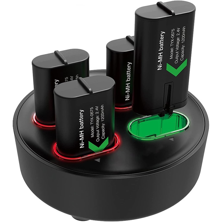 HNSMART Újratölthető akkumulátor, kompatibilis az Xbox One/X/S/Xbox One Elite/Xbox Series X/Xbox Series S konzolokkal, fekete