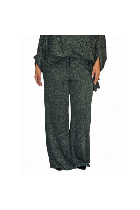 Pantaloni dama, Morena Spain, plus size, din tesatura, banda elastica regular fit, Verde