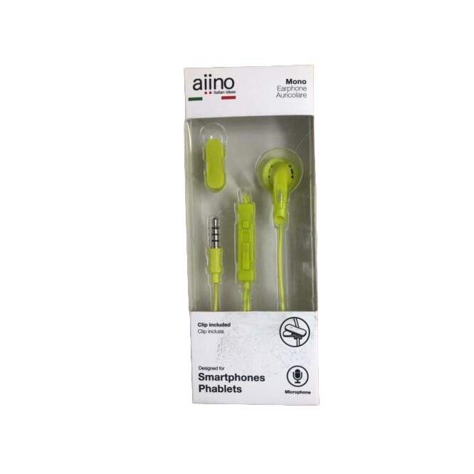 Casti intraauriculare, Cablu anti noduri, Compatibilitate universala, Microfon multifunctional, Verde lime, Marca AIINO