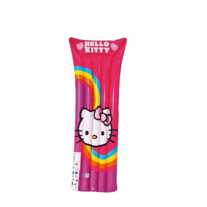 Hello Kitty felfújható matrac, 176x52x13 cm, gyerekeknek, fukszia