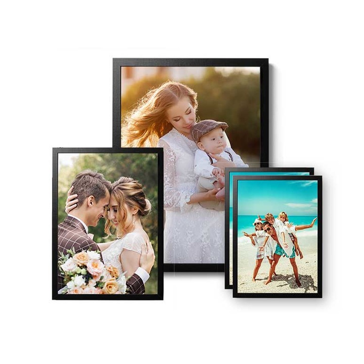 Set 4 rame foto, PoStar, R029, Lemn, Negru