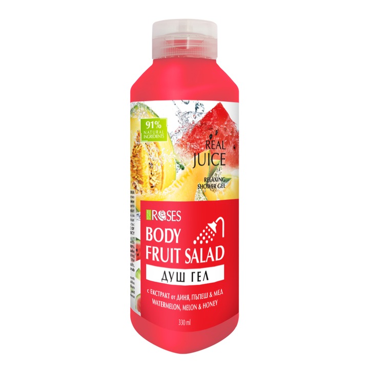 Натурален душ гел Nature of Agiva Roses, Fruit Salad, С аромат на Диня, 330 мл