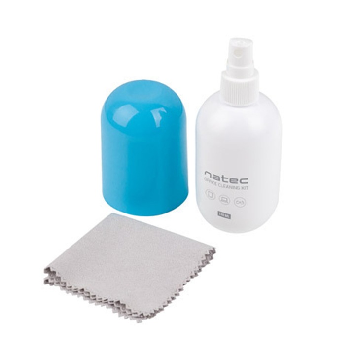 Почистващ спрей 140мл с микрофибърна кърпа за офис техника Natec Raccoon Office Cleaning Kit