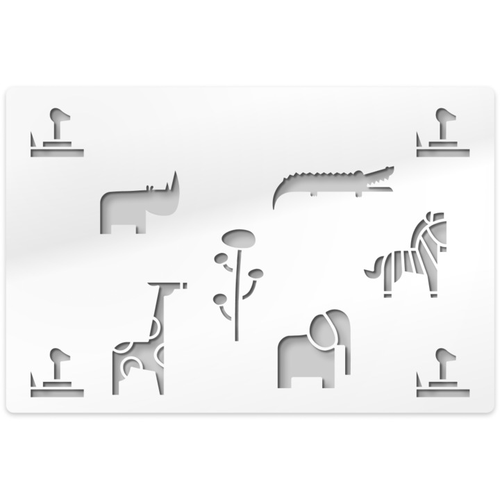 Dekoratív sablon, Falfestmények, Állatkerti Állatok, Újrafelhasználható, 60 x 90 cm