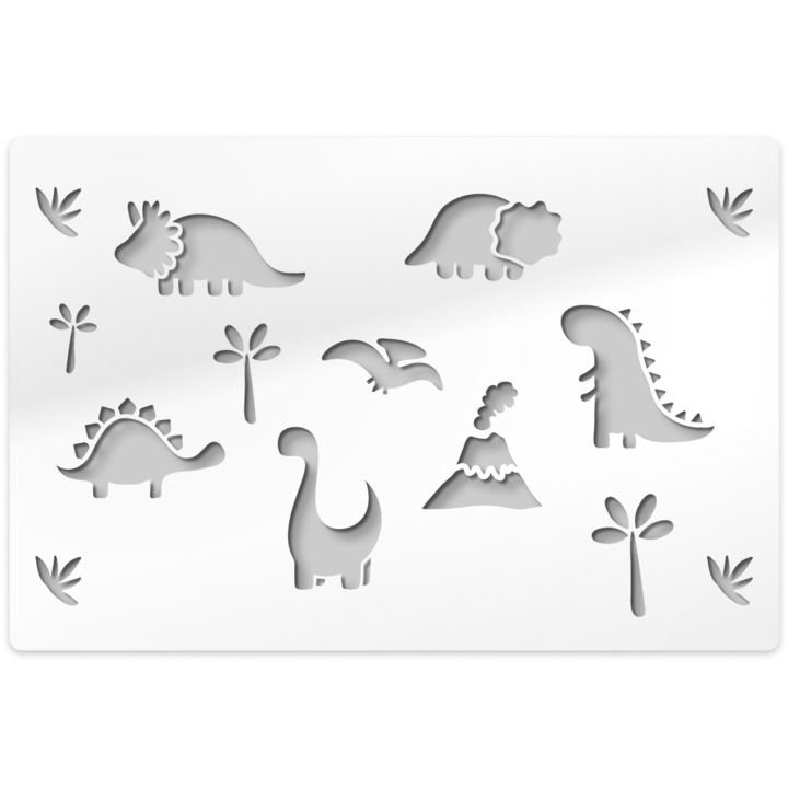 Dekoratív sablon, Falfestmények, Dinoszauruszok Világa, Újrafelhasználható, 60 x 90 cm
