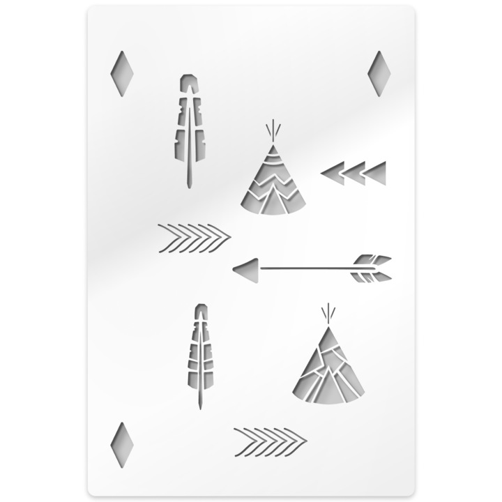 Dekoratív sablon, falfestmények, Boho motívum, újrafelhasználható, 60 x 80 cm