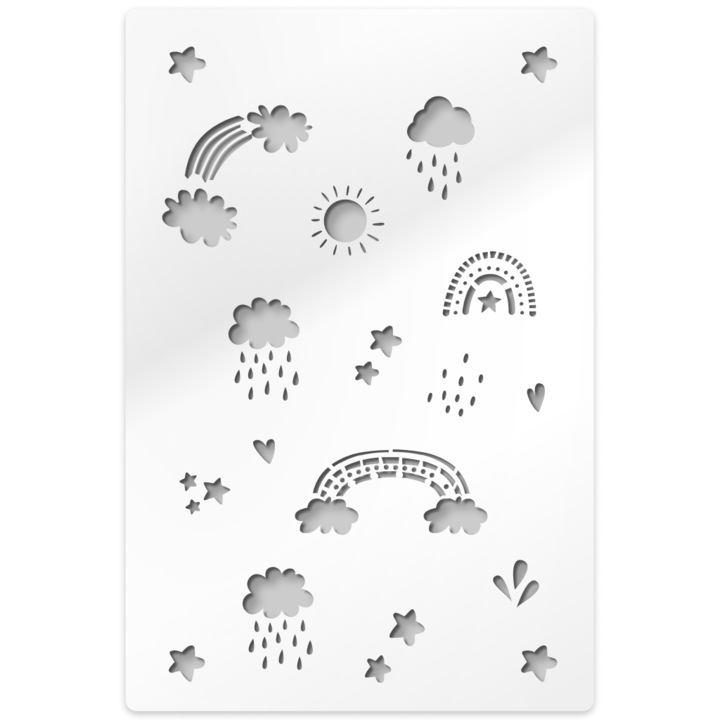 Dekoratív sablon, Falfestmények, Eső az égen, Újrafelhasználható, 60 x 100 cm