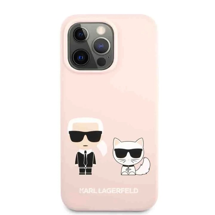 Калъф Cover Karl Lagerfeld Liquid Silicone Karl and Choupette, За iPhone 14 Plus, Pink
