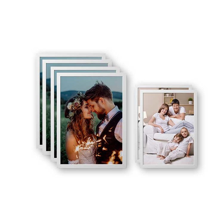 Set 6 rame foto, PoStar, Lemn, Alb