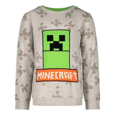 Pulover pentru copii Minecraft Creeper Grey, maneca lunga, Multicolor ...