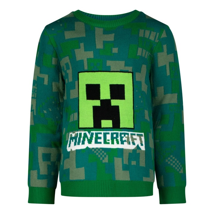 Детски пуловер Minecraft Creeper Green, Зелен, 134 CM