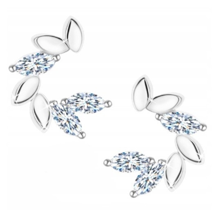 Cercei dama, Mennica Bydgoska, Argint 925, Placaj rodiu, Pietre zirconiu, Argintiu