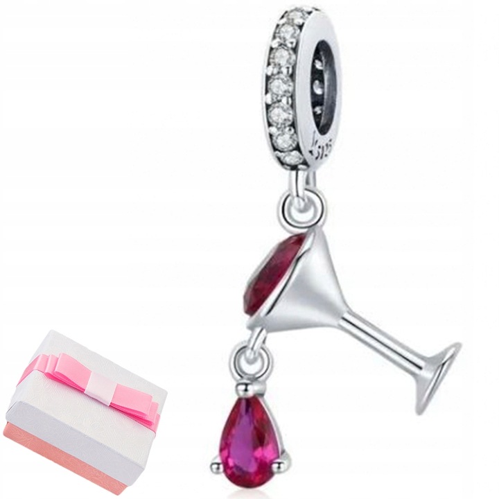 Talisman karkötő, Mint Bydgoska, ezüst, borospohár, ezüst/piros