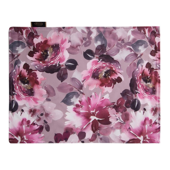 Servet decorativ VELVET, Eurofirany, 30x40cm, pudra roz, motiv floral