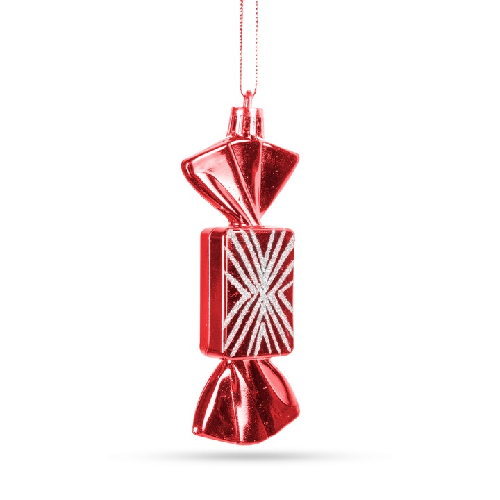 Set ornament pentru bradul de Craciun - scones - cu agatator - rosu - 11 x 4 cm
