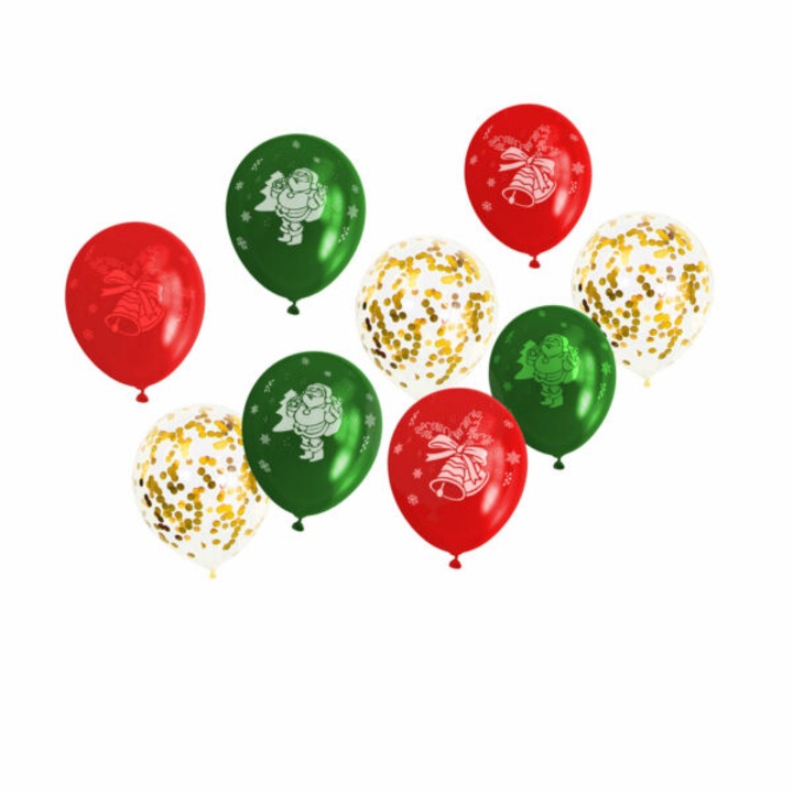 Lufi szett - piros, zöld, arany, karácsonyi motívumokkal - 12 db / csomag