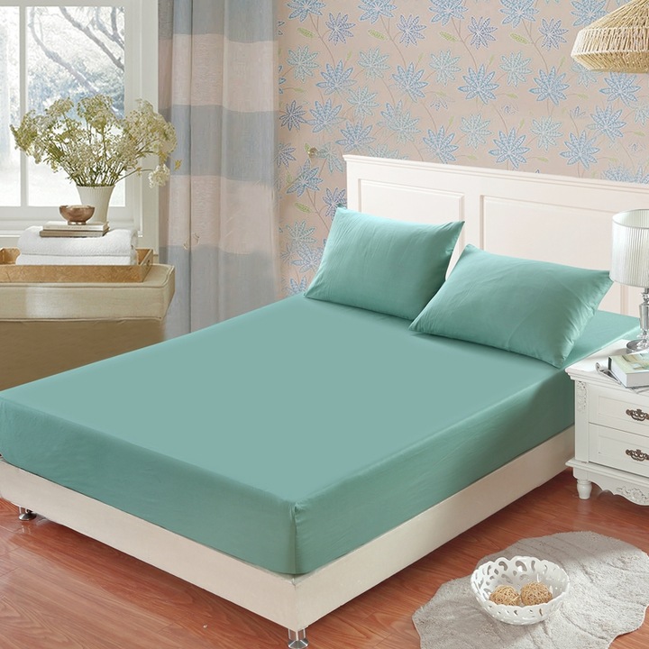 Com Living House Ranforce 100% pamut elasztikus lepedő, 260 x 260 cm, türkizzöld