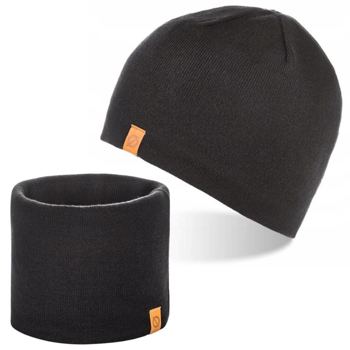 Set caciula si fular barbati Brodrene, Acril, Negru