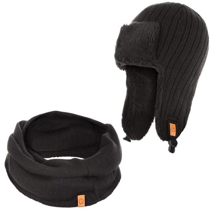 Set caciula cu fular barbati Brodrene, Acril, Negru