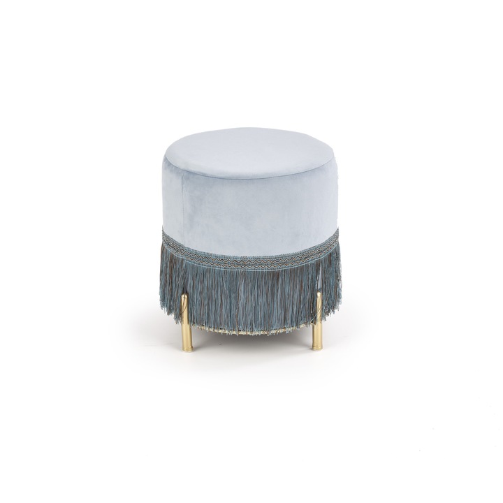 Taburet tapitat, Halmar, Stofa, 39 cm, Albastru deschis