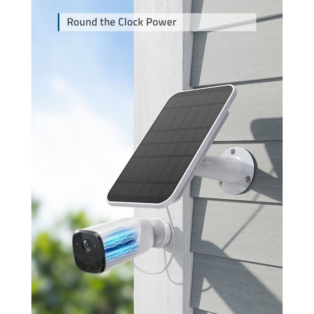 Eufy Solar Panel соларен панел за зареждане на камери, 2.6W, IP65, бял ...