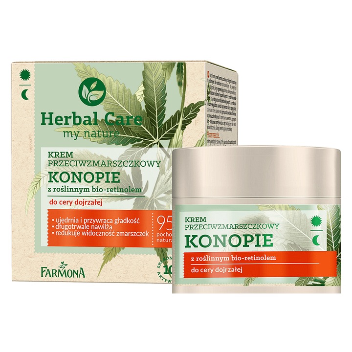 Крем против бръчки Farmona Herbal Care, С Канабис и Фито ретинол, 50мл