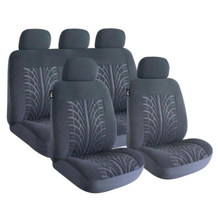 Комплект калъфи за предни и задни седалки, Sumex FUND210, "Road Master", Черни, 11 части