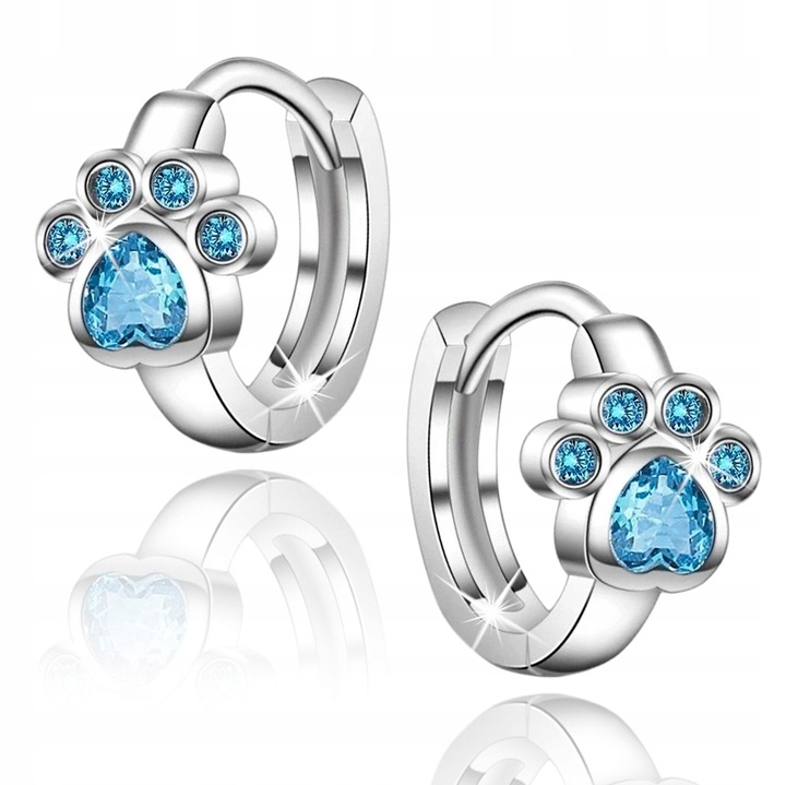 Комплект обеци, Mennica Bydgoska, Сребро/Родий, 2,2 g, Син