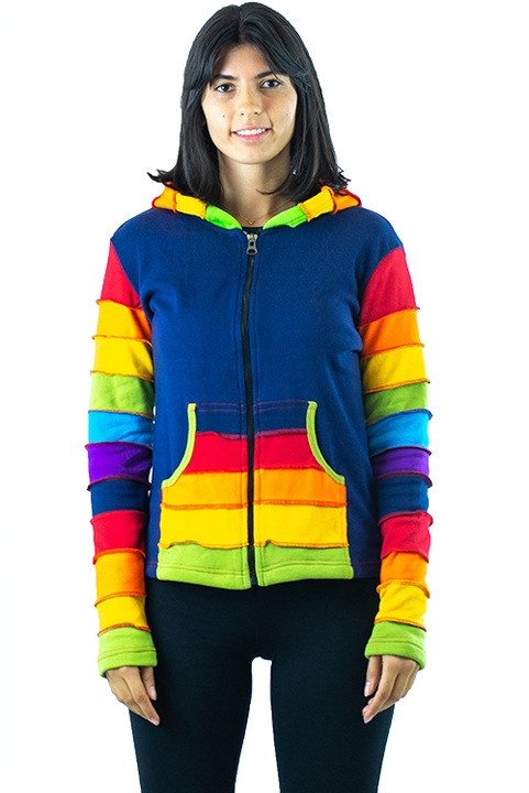 Hanorac din bumbac captusit cu polar, Albastru inchis, marime XL