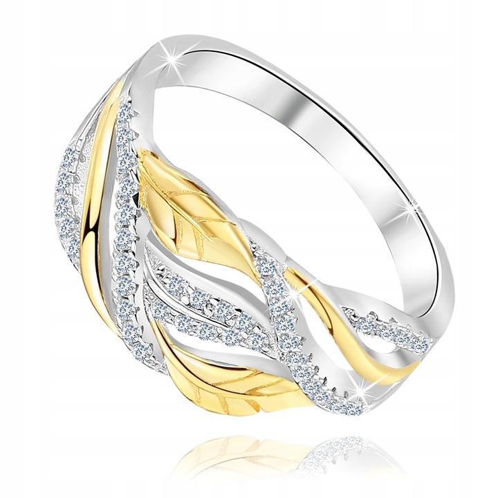 Inel, Mennica Bydgoska, Argint/Aur/Zirconiu, 2,8 g, Argintiu/Auriu 11/17