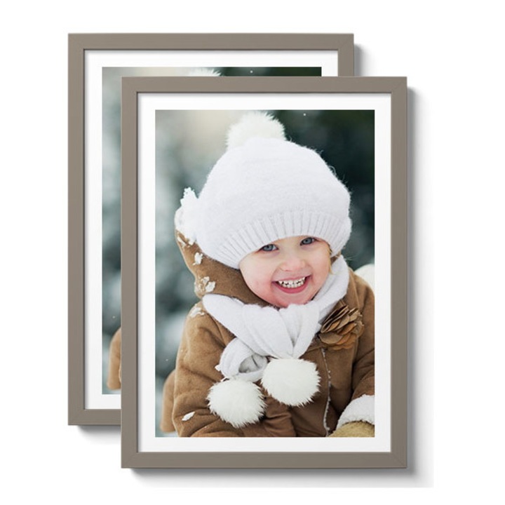 Set rama foto, PoStar, 21x29.7cm, A4, din Lemn, Bej inchis, 2 buc