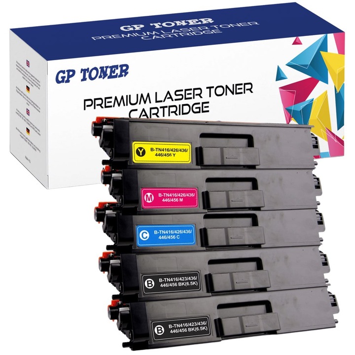 Set de 5 Cartus toner, GP Toner, Compatibil cu Brother tn-423 HL-L8260 HL-L8360 DCP-L8410 MFC-L8690 MFC-L8900 cdw - GP-B423CMYKK Cyan, Magenta, Galben, Negru
