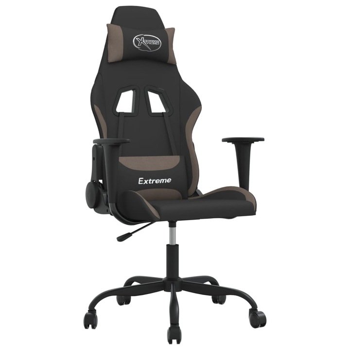 Scaun de gaming cu masaj vidaXL, negru si taupe, material textil