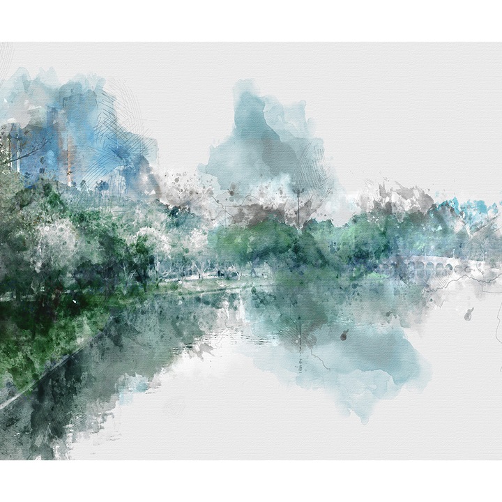 Falikép Lake, PoStar, Szintetikus szál, 300x254 cm, Kék