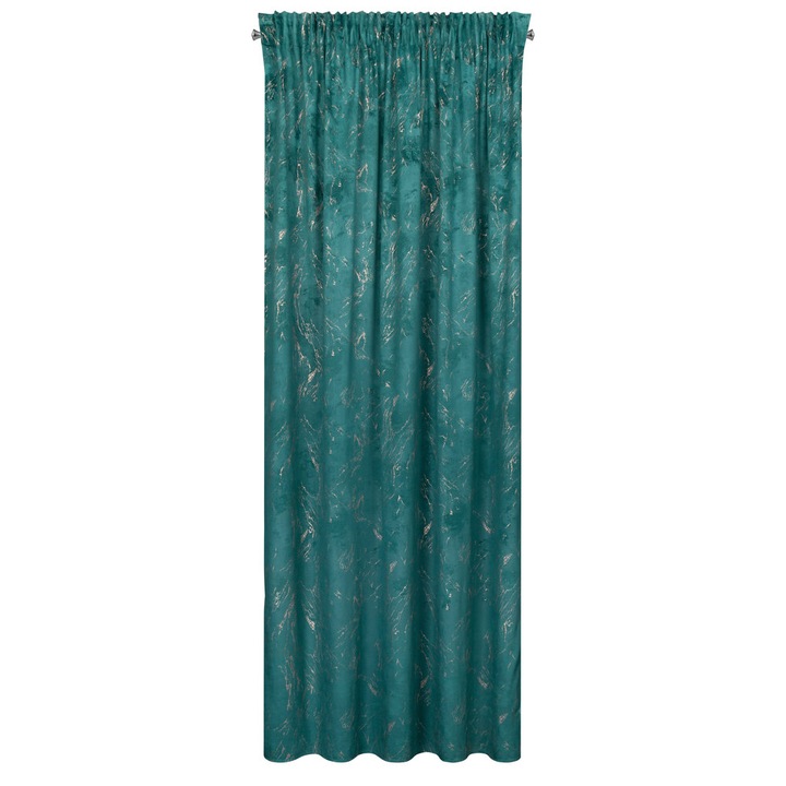 Eurofirany NADIA dekoratív függöny ráncolószalaggal, 140x300 sötét türkiz arany