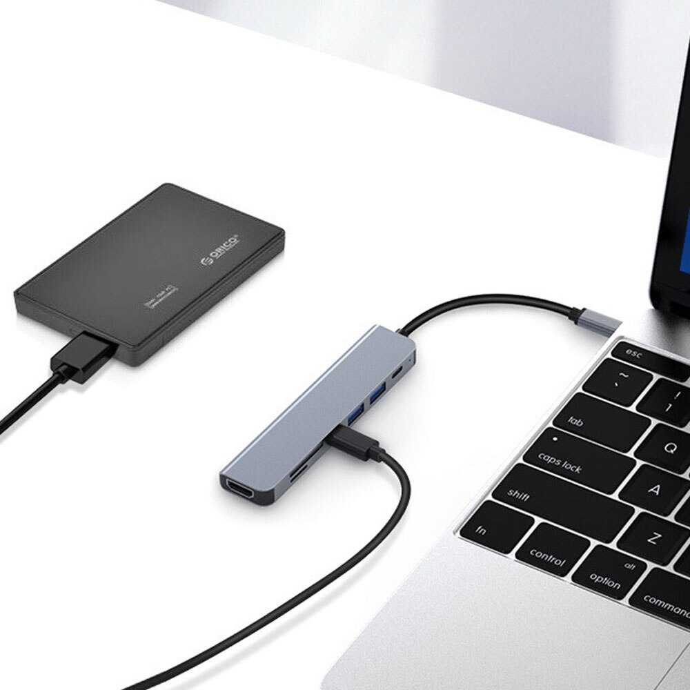 Докинг станция 7 в 1, Vaxiujia, 2×USB, HDMI, SD/TF, 2×PD, Type-C ...