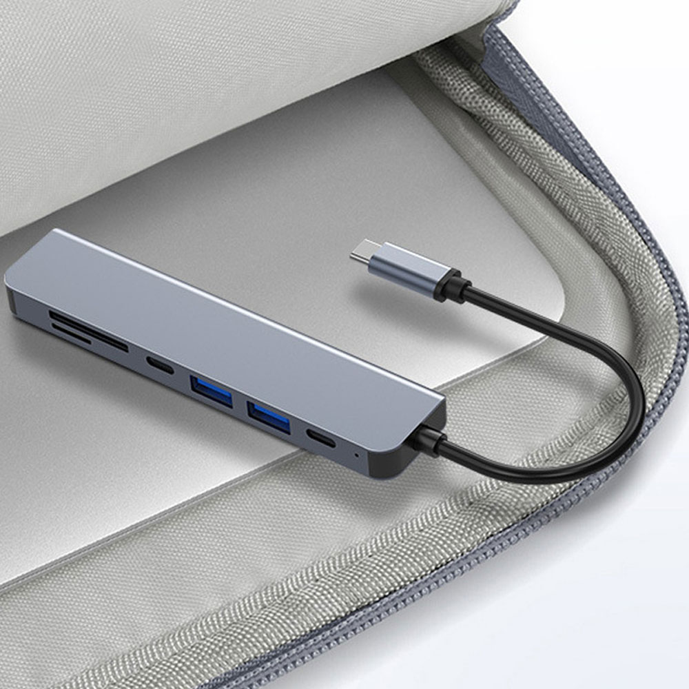 Докинг станция 7 в 1, Vaxiujia, 2×USB, HDMI, SD/TF, 2×PD, Type-C ...