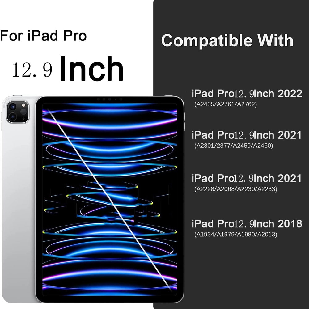 Husa Apple iPad, Vaxiuji,12.9 inch, atasament magnetic, compatibila cu iPad Pro (2019/2020/2021), Negru