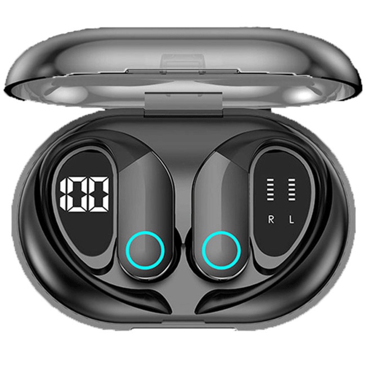 Безжични слушалки Vaxiujia, Bluetooth 5.3, Сензорно управление, LED дисплей, Магнитна кутия, HD микрофон, Черен