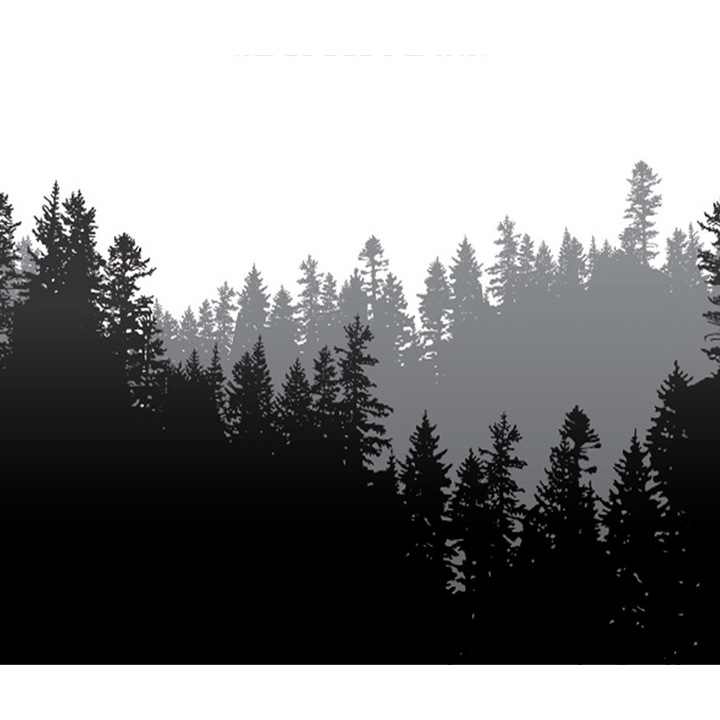 Erdei tapéta, PoStar, Szintetikus szál, 300x254 cm, Fehér/Fekete