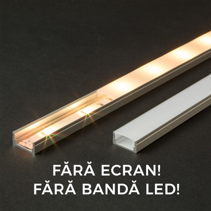 Sina de Aluminiu LED U Profil 1000 x 17 x 8 mm